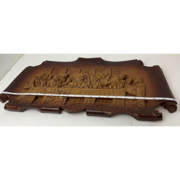 Hand Carved Wooden Last Supper 3D Sculpture Wall Plaque Art Work Religious Wood - Picture 7 of 8